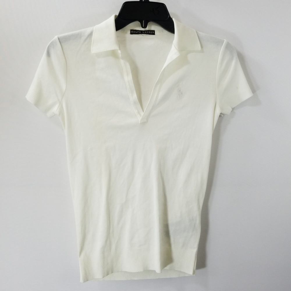 Ralph Lauren White V-neck Polo Top